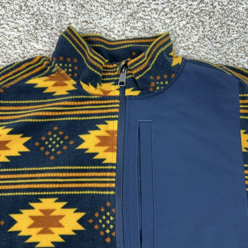 Duluth Trading Co‎ Pullover Mens Large Blue Fleece 1/2 Zip Sweater Aztec Hiking